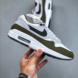 Air Max 1 White Black Medium Olive