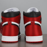 AJ1 High Satin Black Toe Red