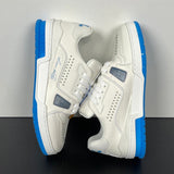 Trainer White and Blue Sole