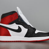 AJ1 High Satin Black Toe Red