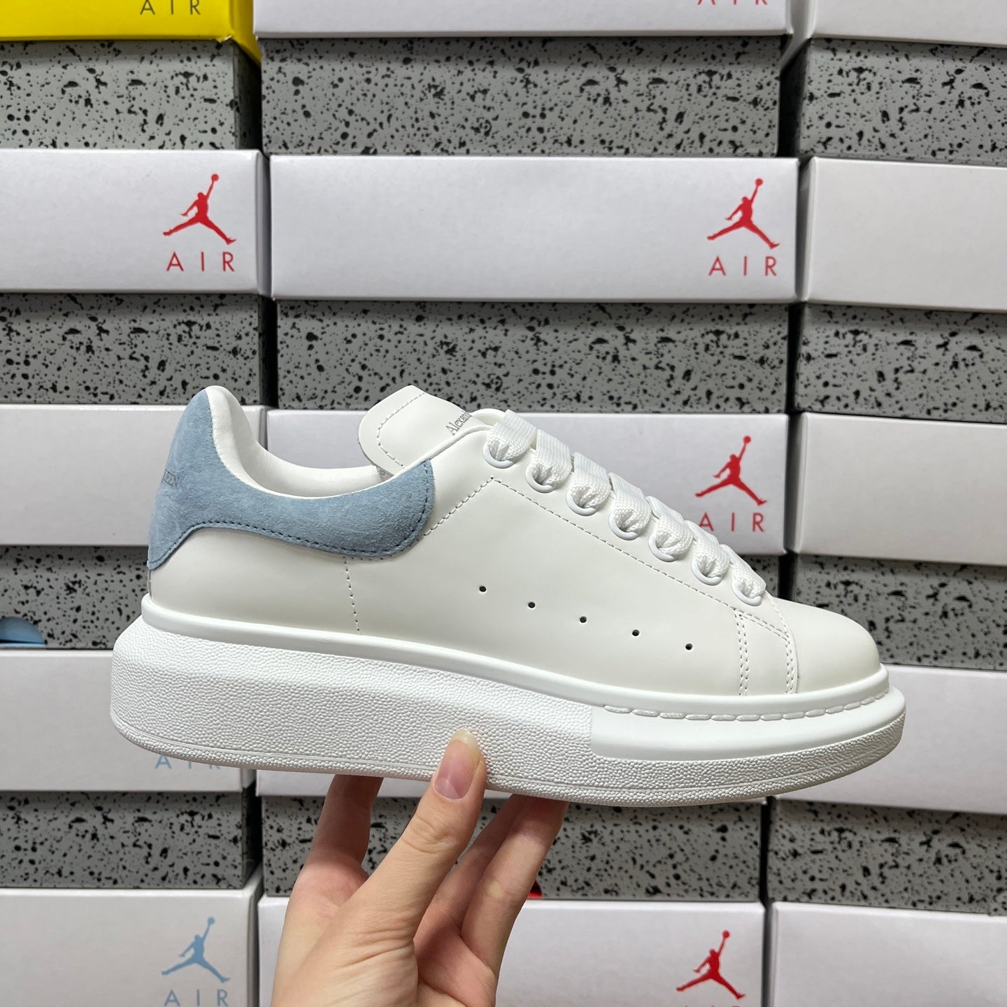 Alexander McQueen Blue Suede Drip Sneakers