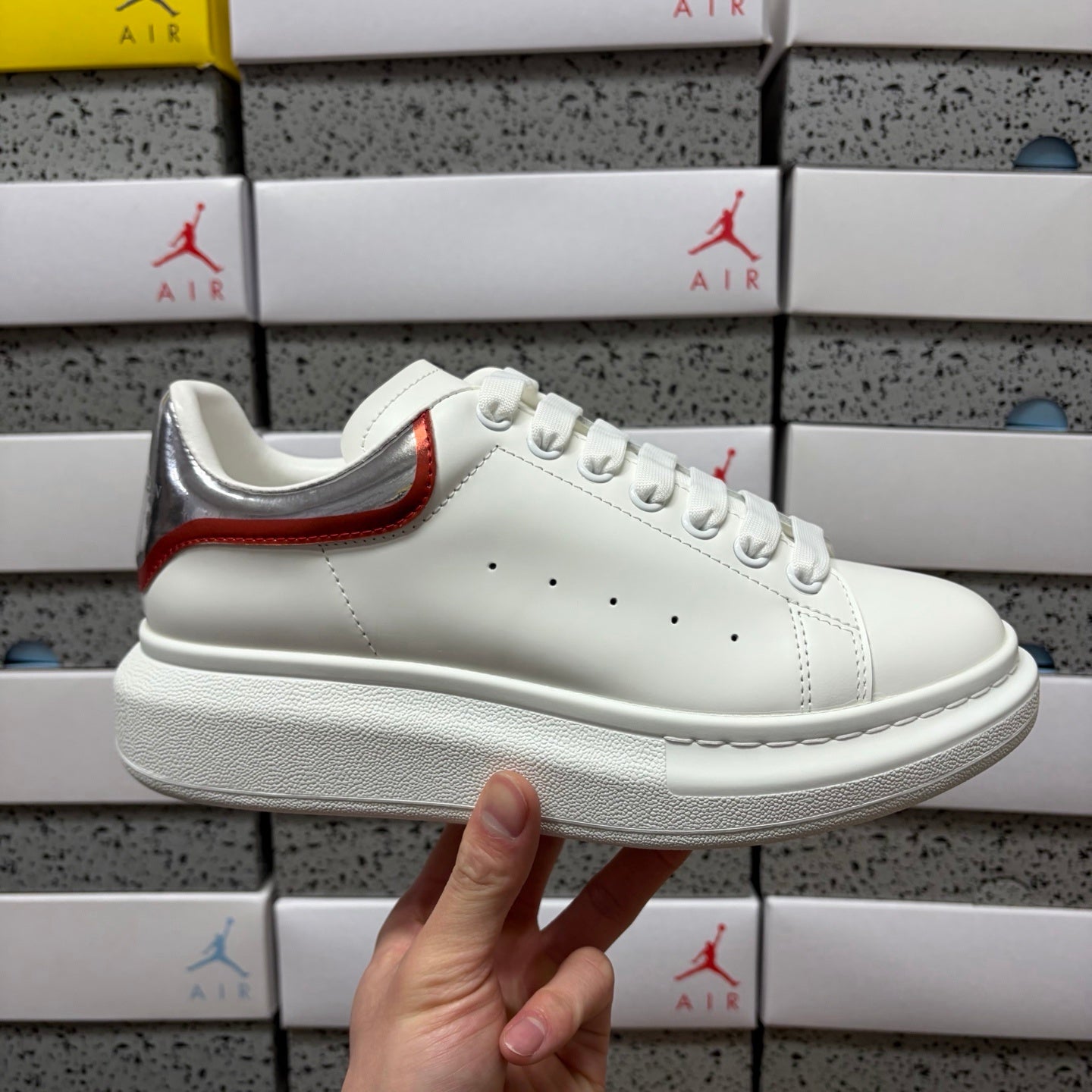 Alexander McQueen Silver & Red Drip Sneakers