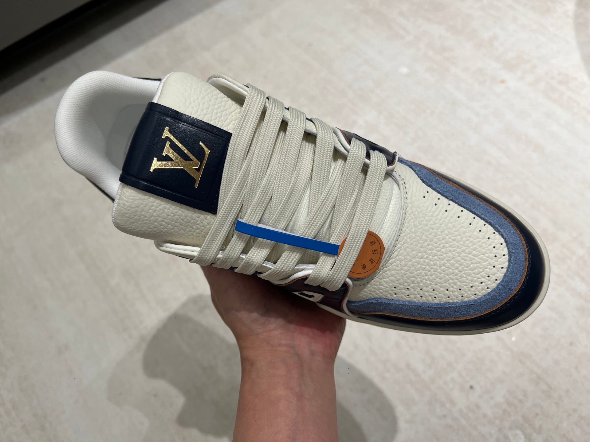 Trainer White and Navy Blue