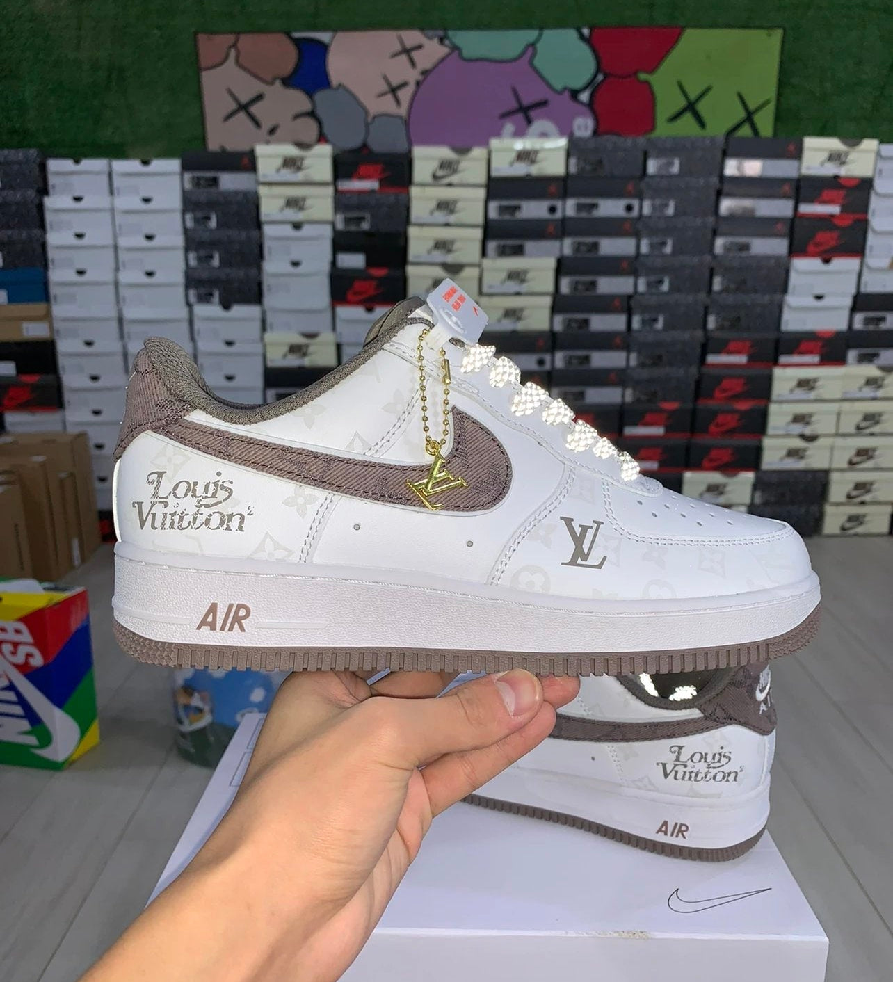 AF1 x LV White and Brown