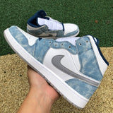 AJ1 MID French Blue Fire Red
