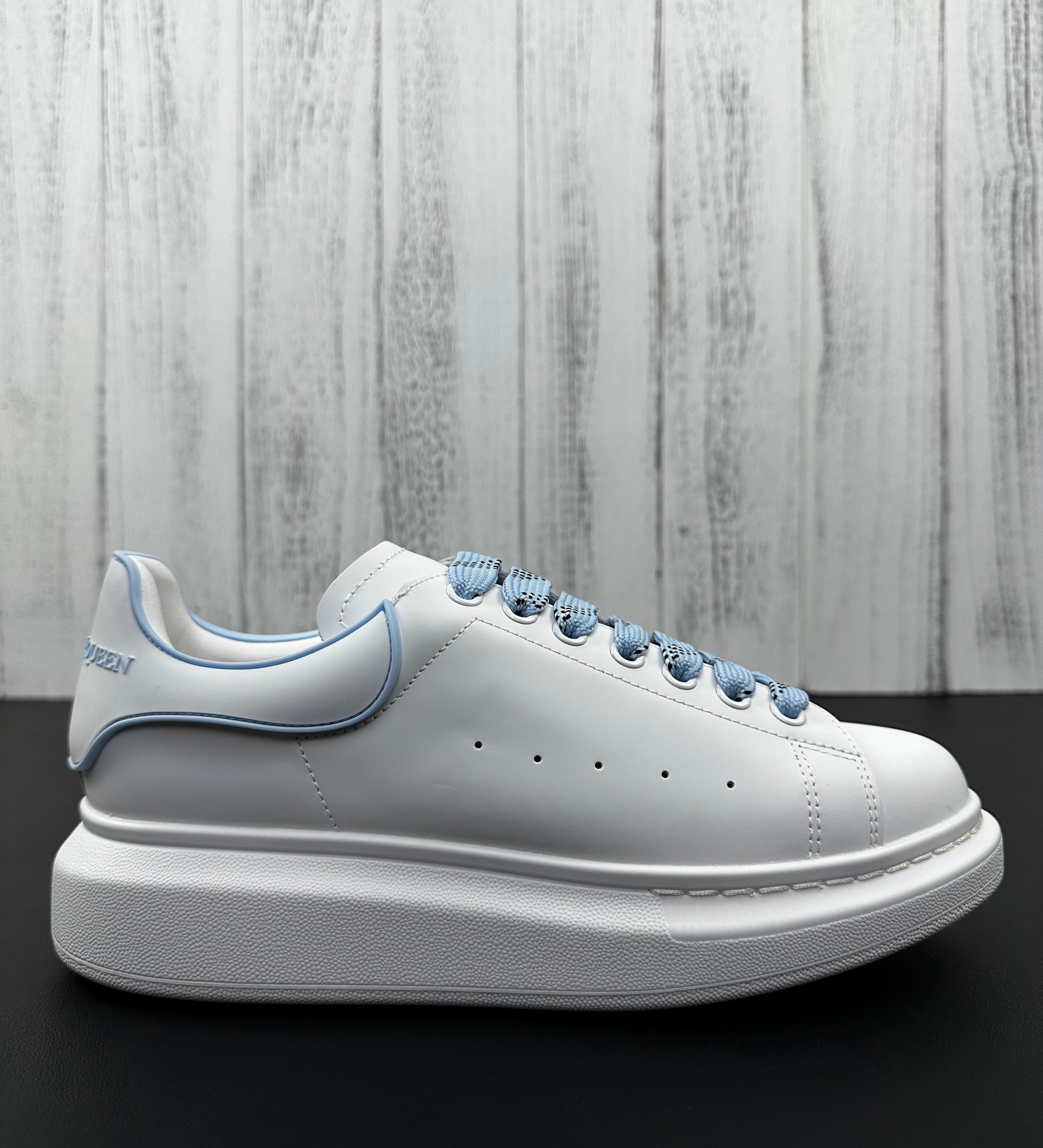 Alexander McQueen White and Blue Drip Sneakers