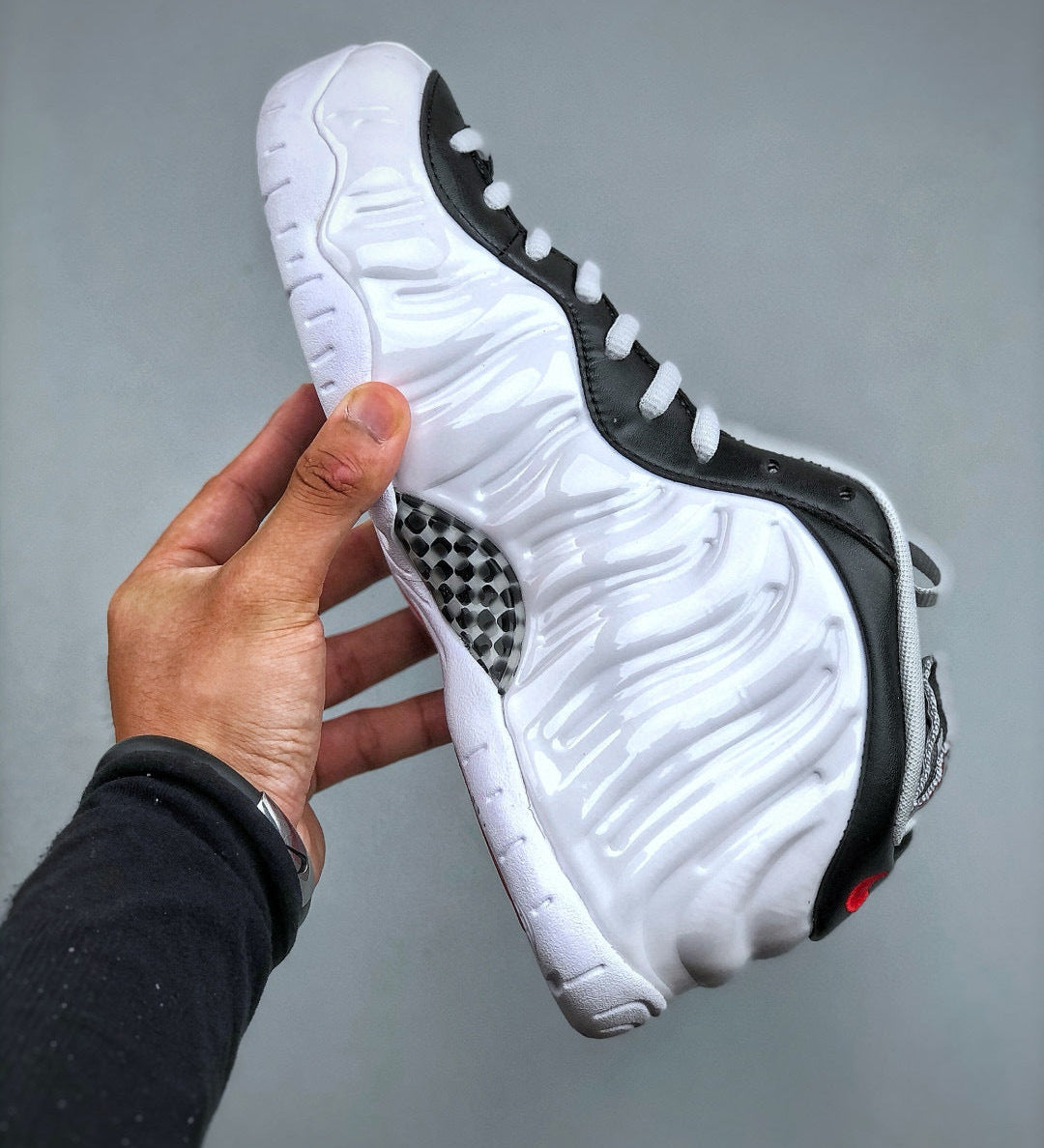 Foamposite White Black University Red