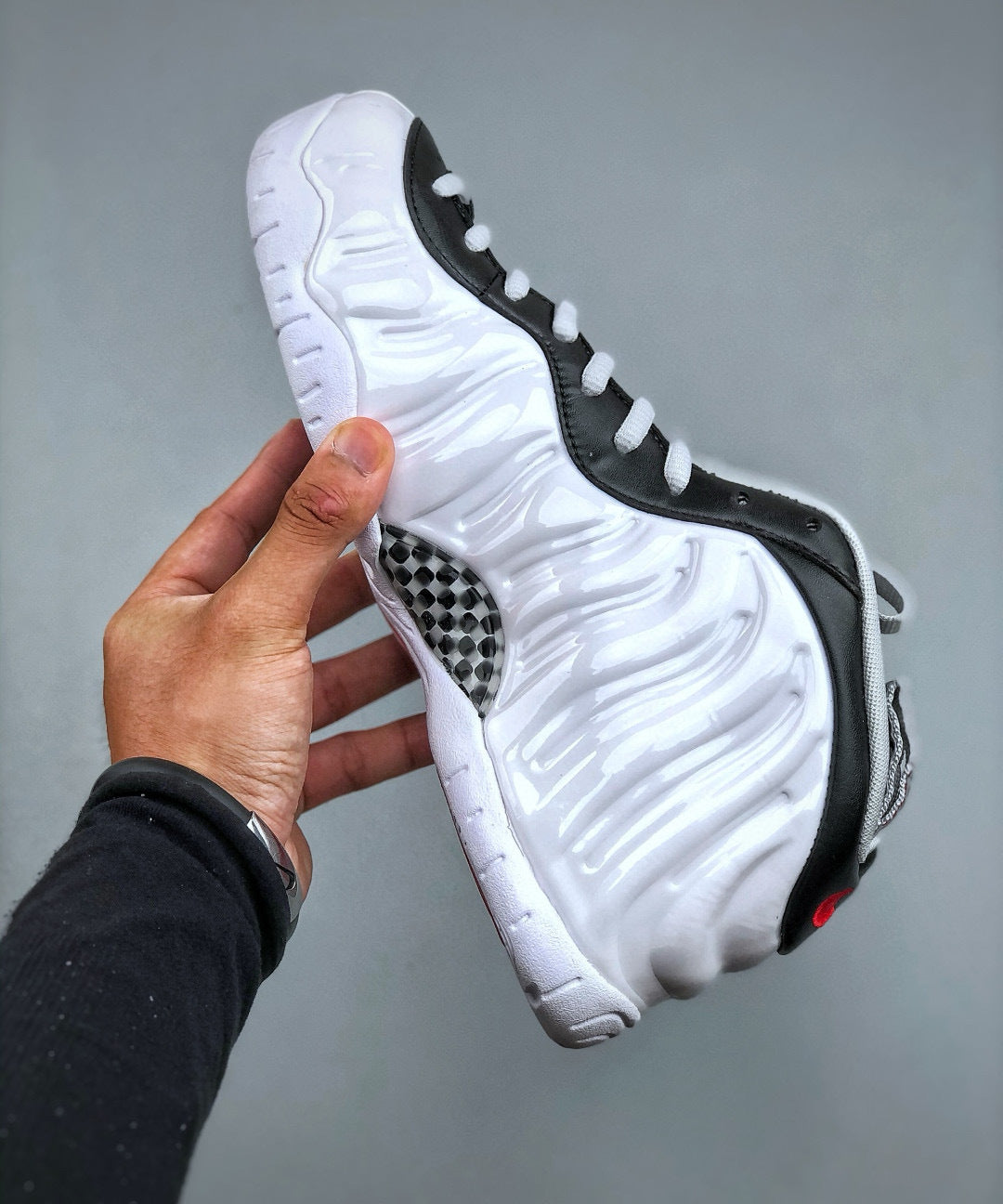 Foamposite White Black University Red