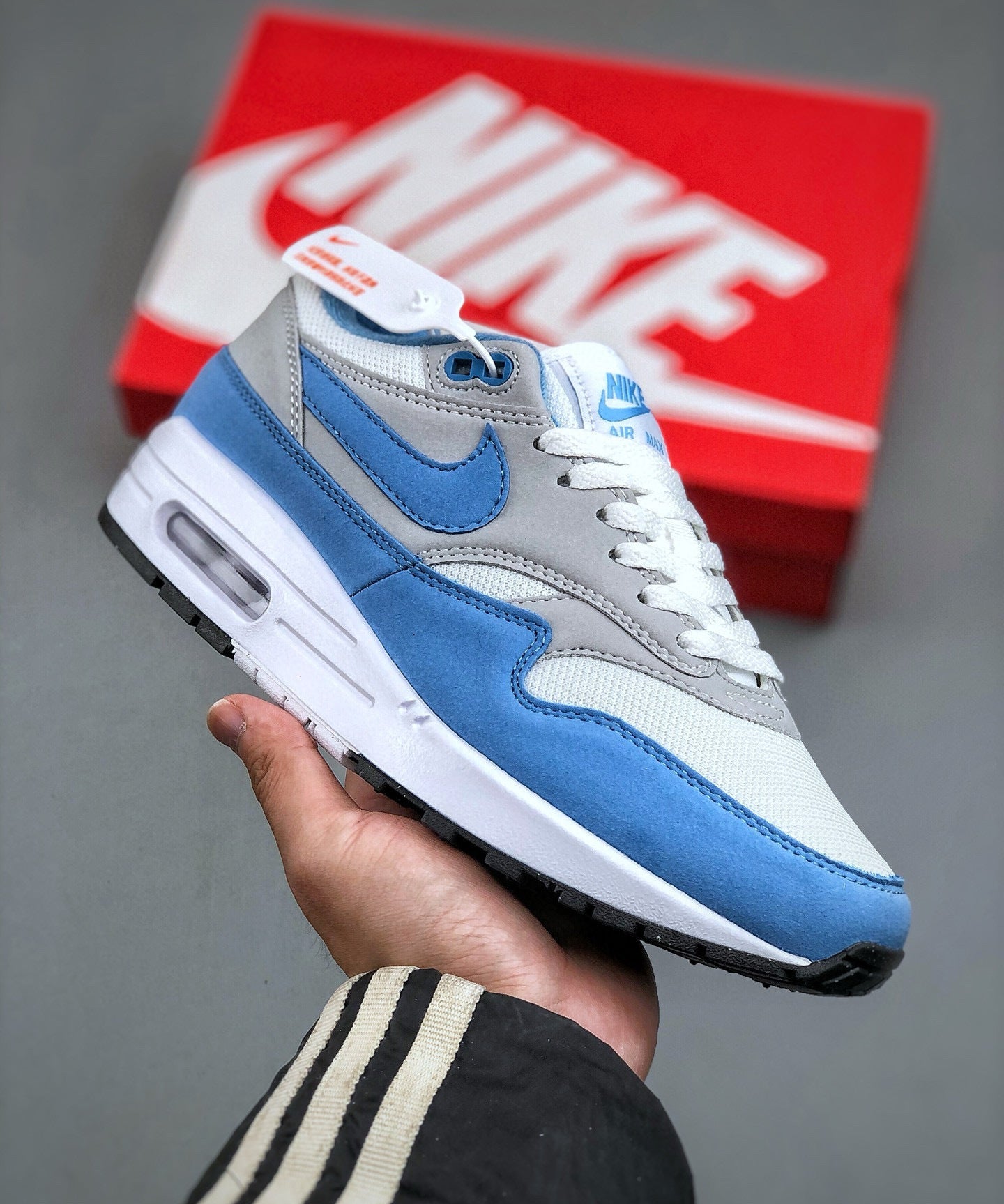 Air Max 1 Branco University Blue