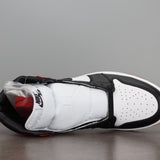 AJ1 High Satin Black Toe Red