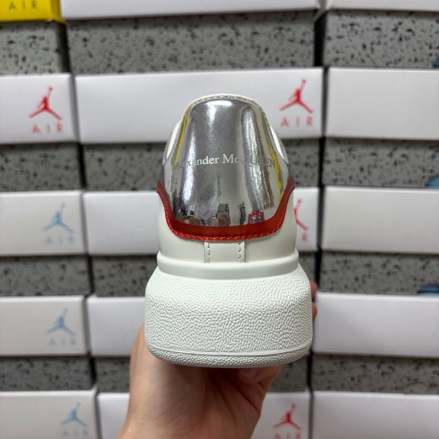 Alexander McQueen Silver & Red Drip Sneakers
