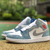 AJ1 MID French Blue Fire Red