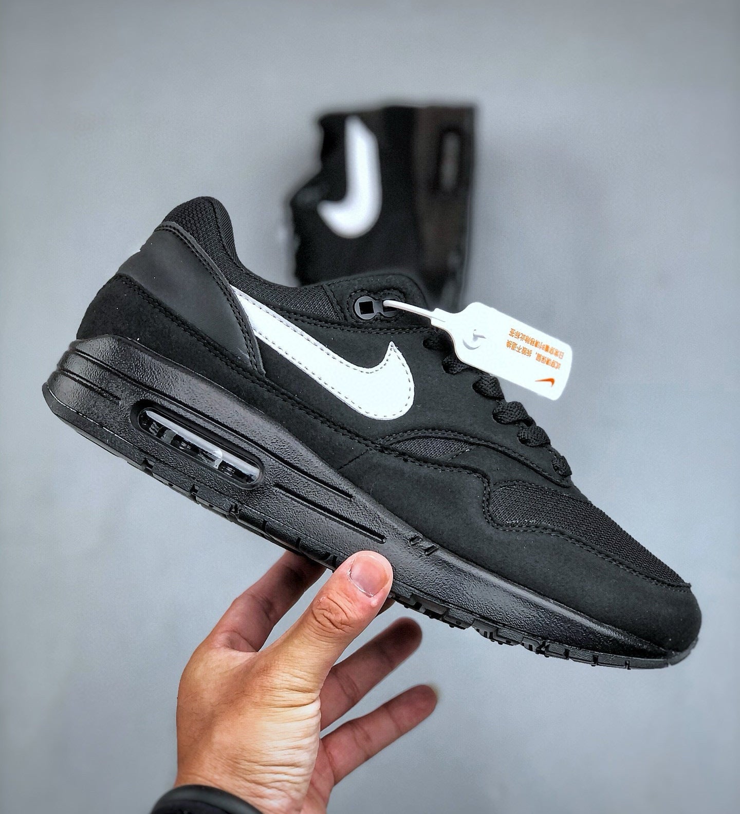 Air Max 1 Black White Swoosh