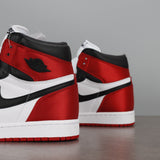 AJ1 High Satin Black Toe Red