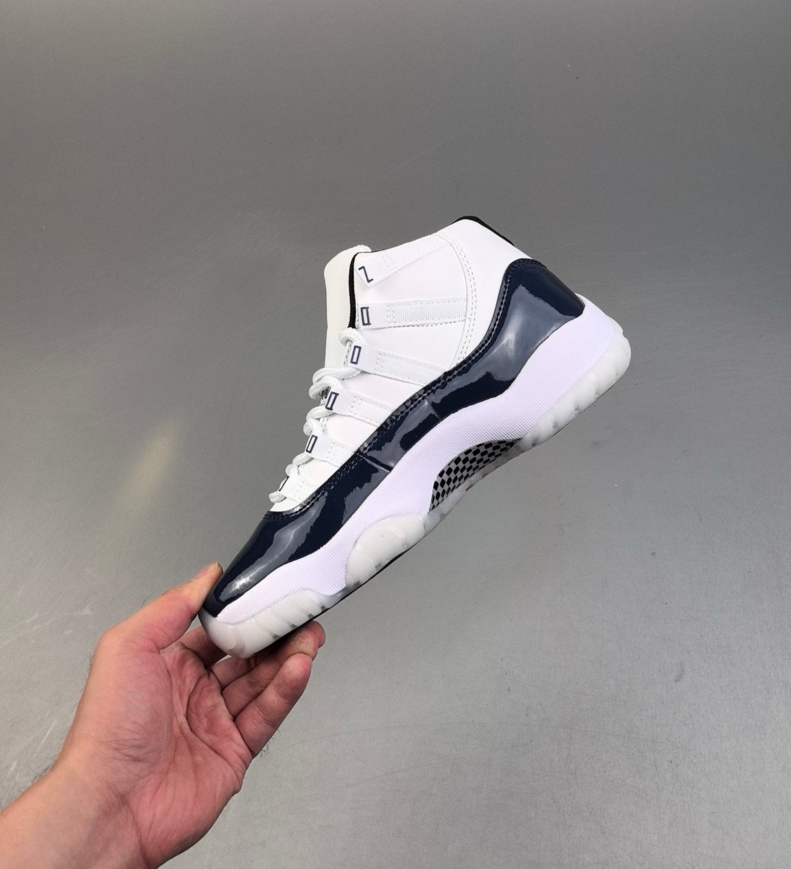 AJ11 High White and Blue Navy