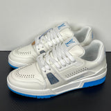 Trainer White and Blue Sole