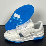 Trainer White and Blue Sole
