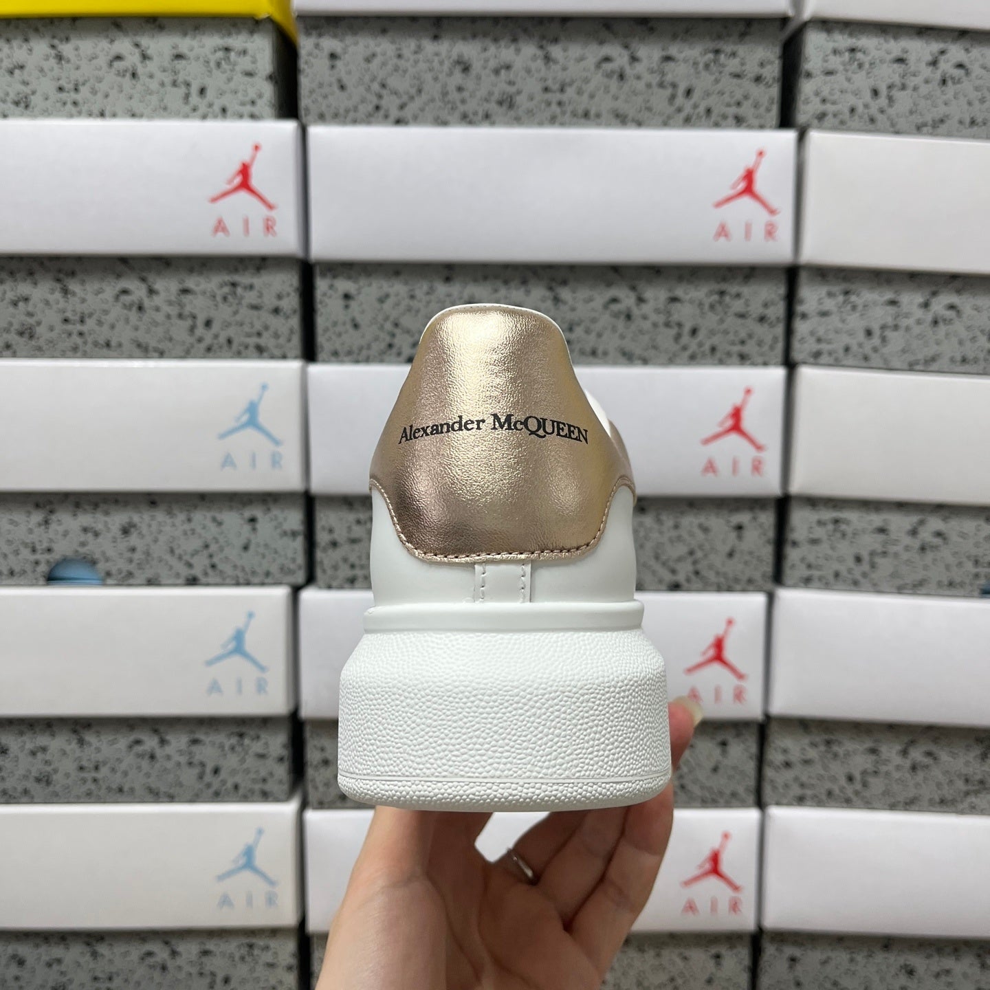 Alexander McQueen Low Gold White Drip Sneakers
