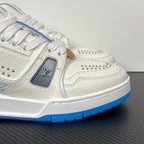 Trainer White and Blue Sole