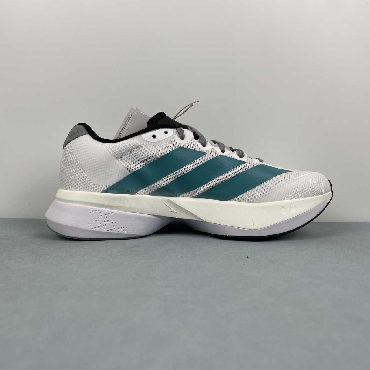 Adizero Boston 13 White Cyan Black