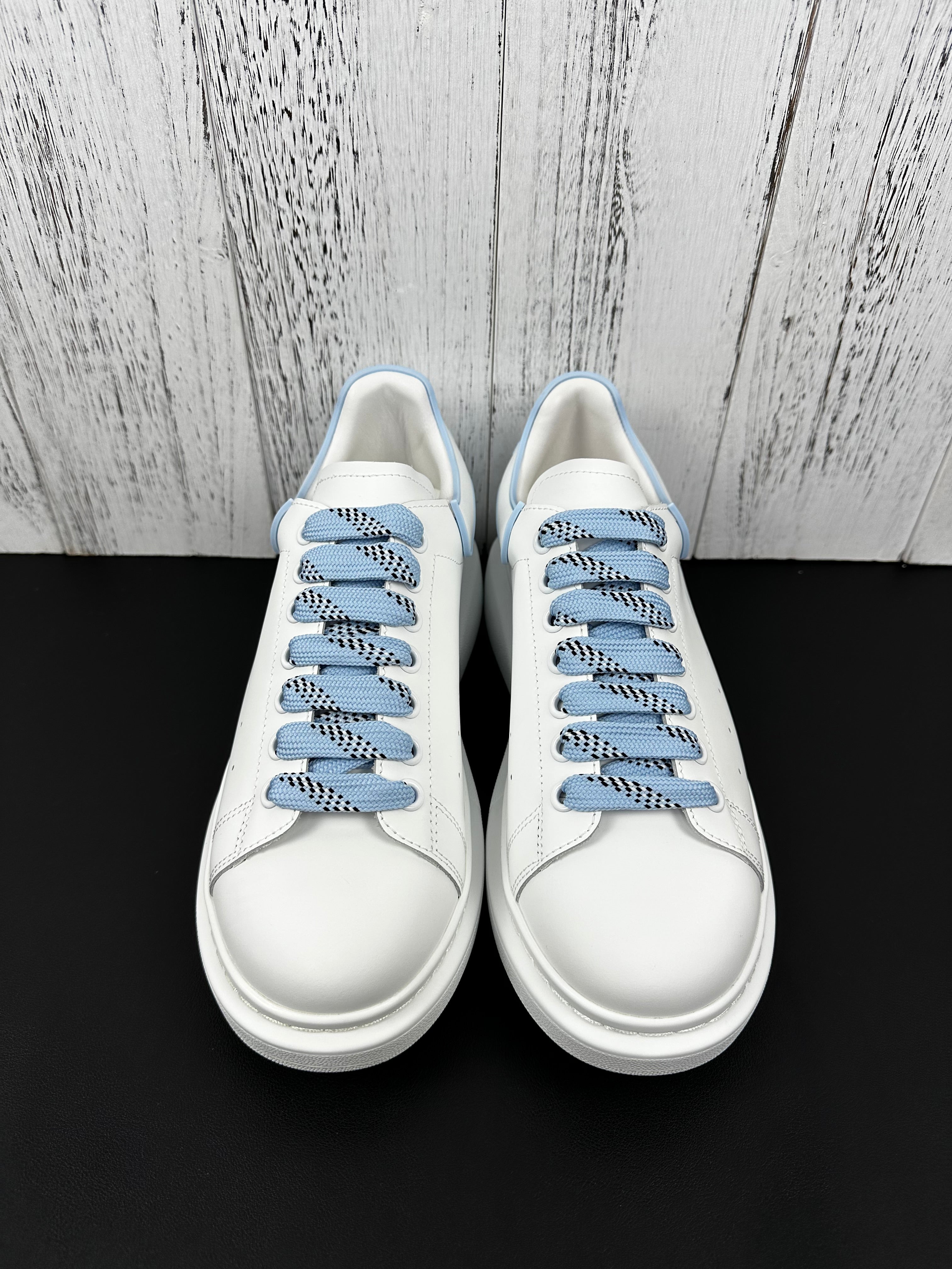 Alexander McQueen White and Blue Drip Sneakers