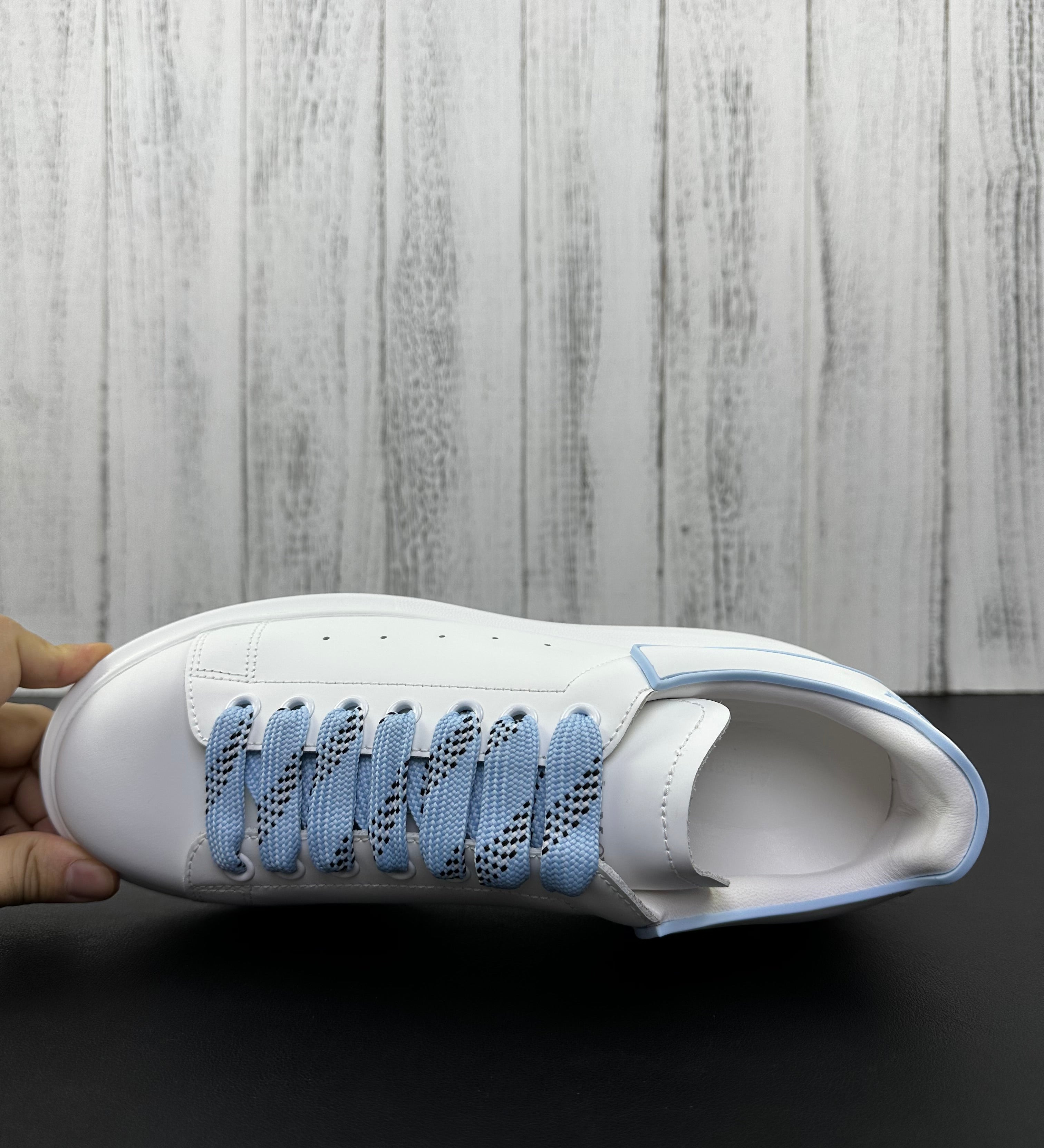 Alexander McQueen White and Blue Drip Sneakers