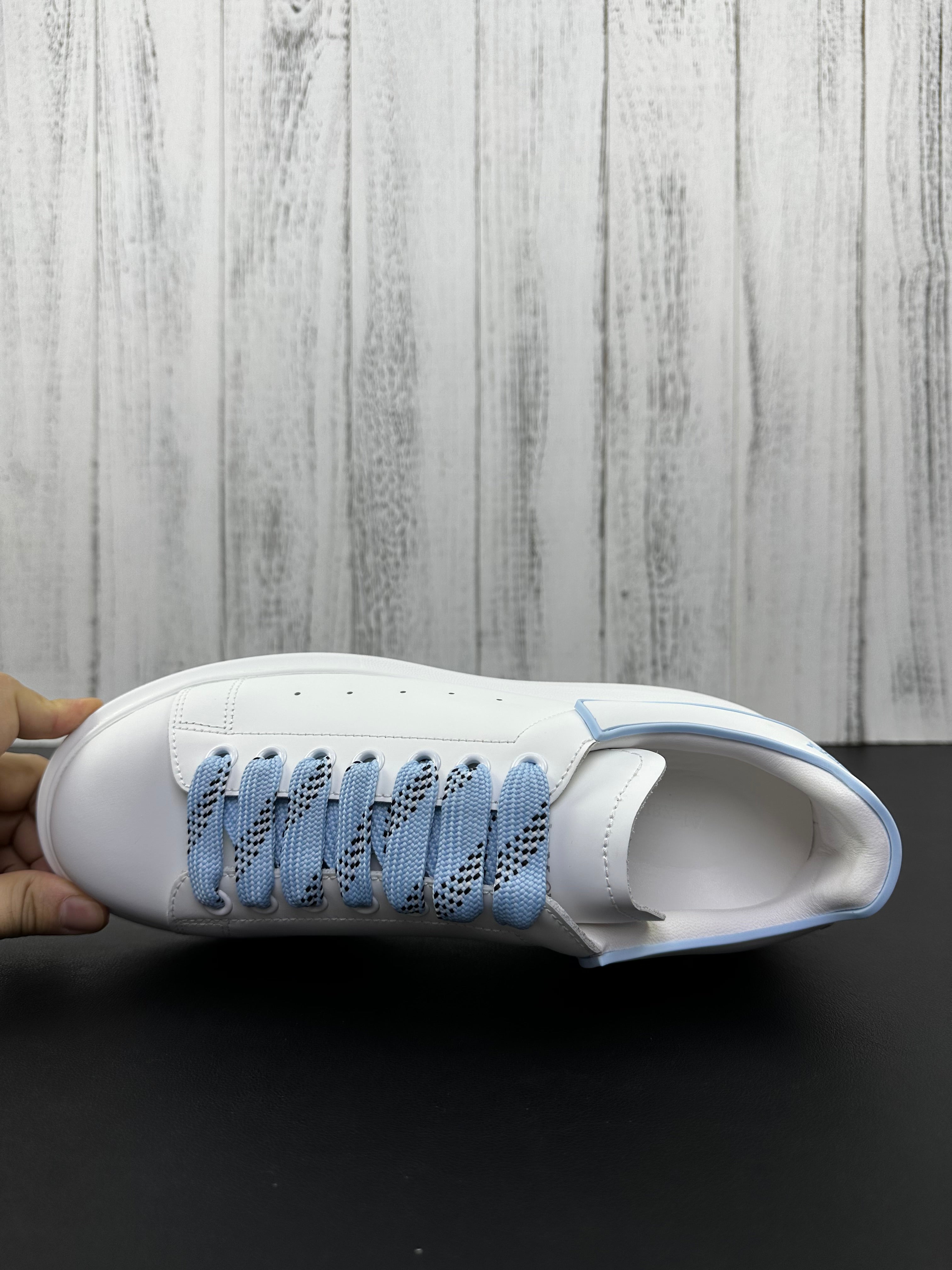 Alexander McQueen White and Blue Drip Sneakers