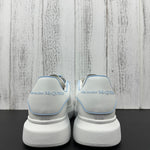 Alexander McQueen White and Blue Drip Sneakers