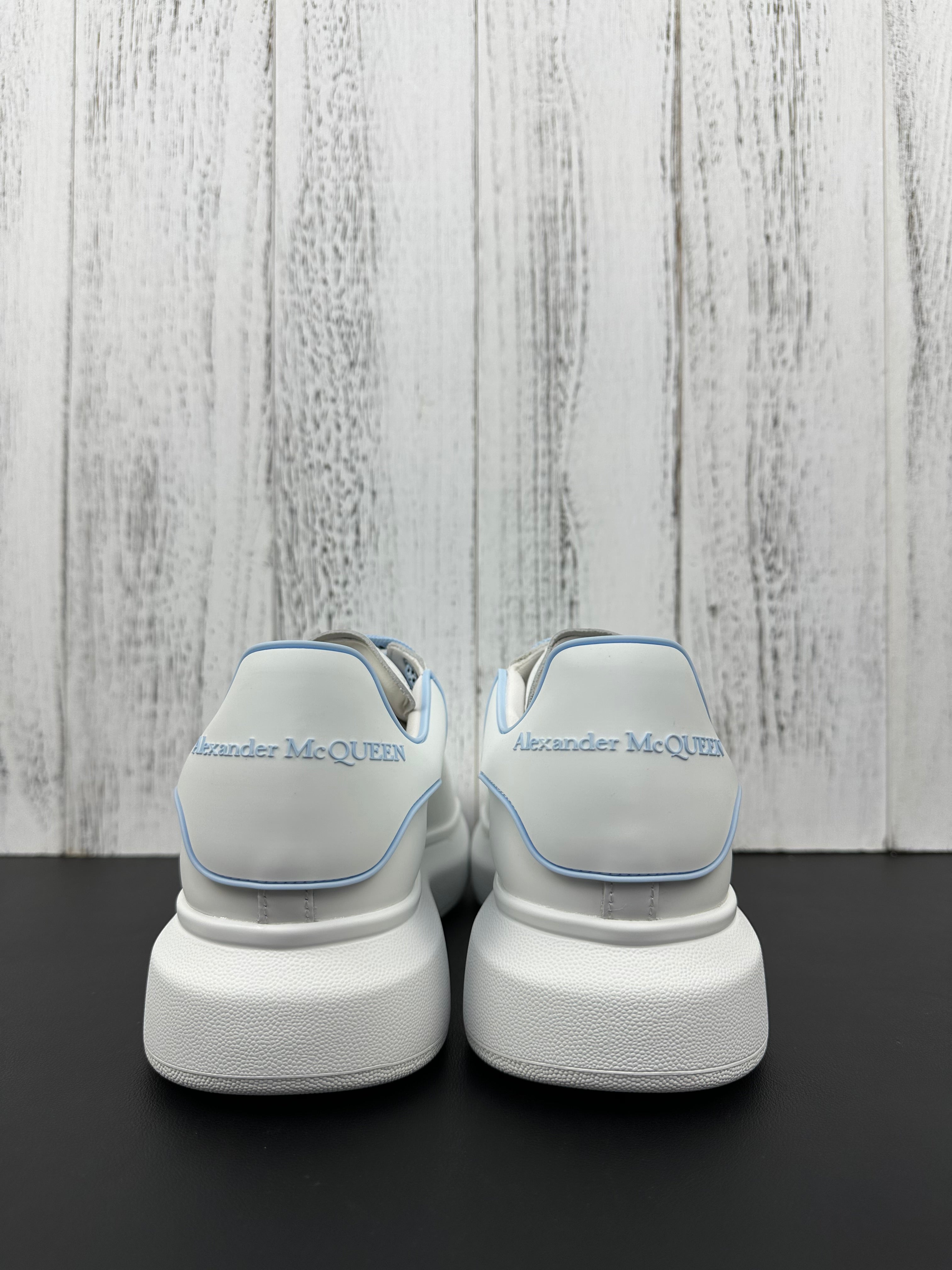 Alexander McQueen White and Blue Drip Sneakers