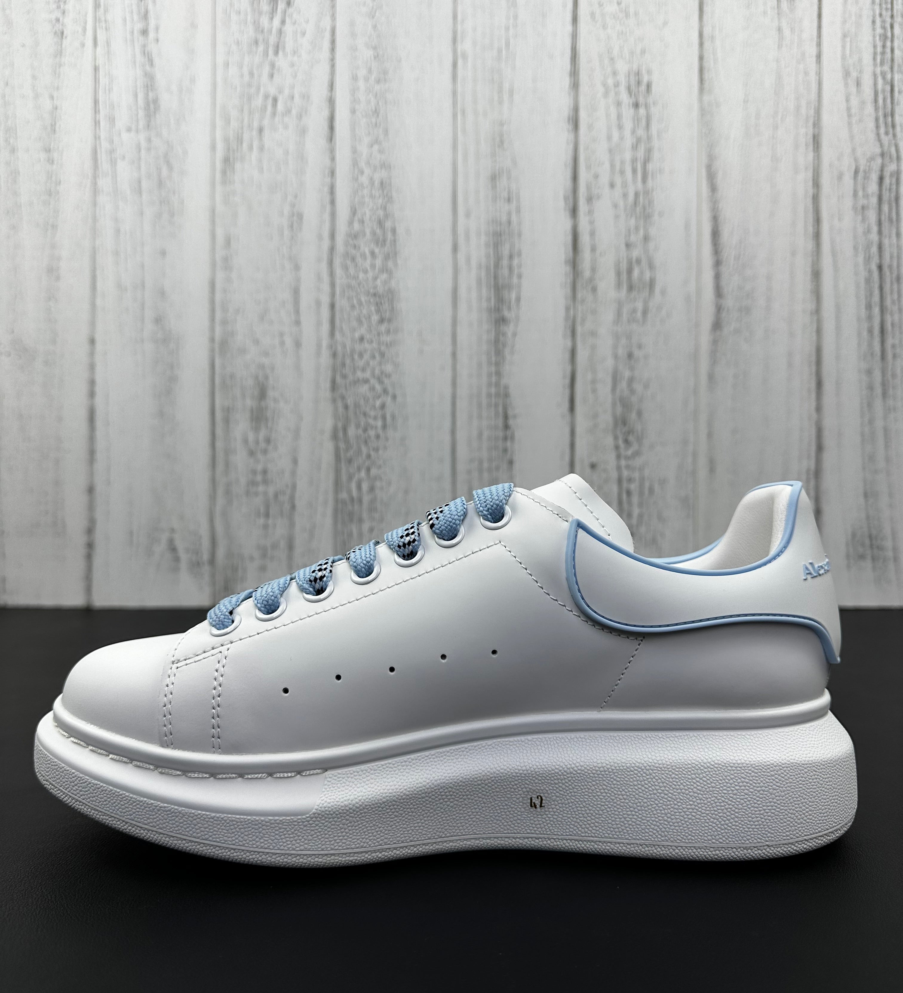 Alexander McQueen White and Blue Drip Sneakers