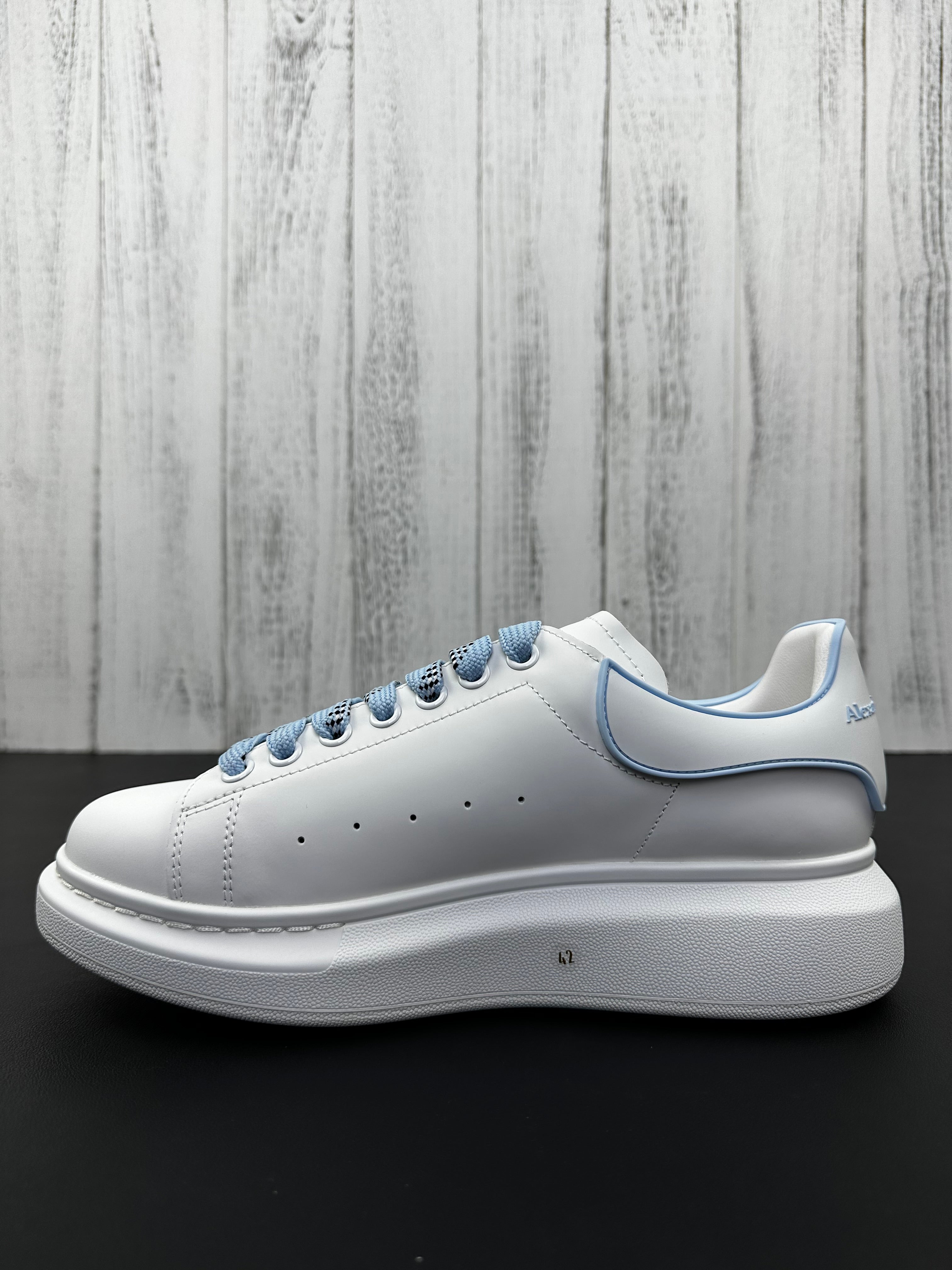 Alexander McQueen White and Blue Drip Sneakers