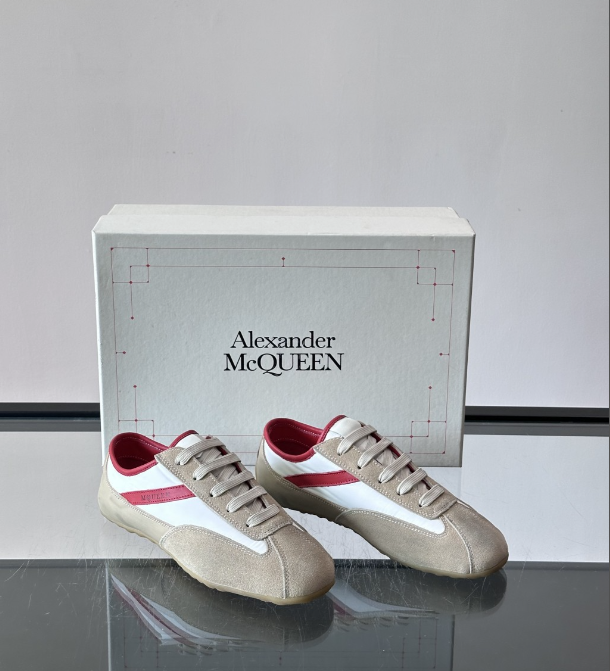 Alexander Mcqueen Boxe Beige/Red Drip Sneakers