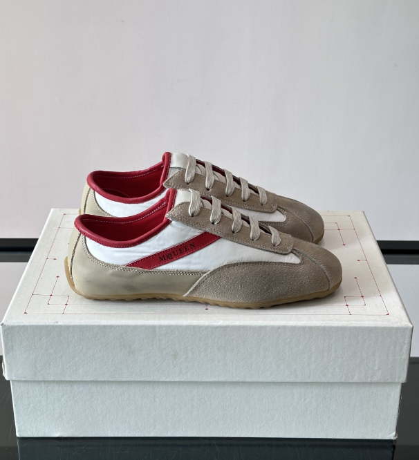 Alexander Mcqueen Boxe Beige/Red Drip Sneakers