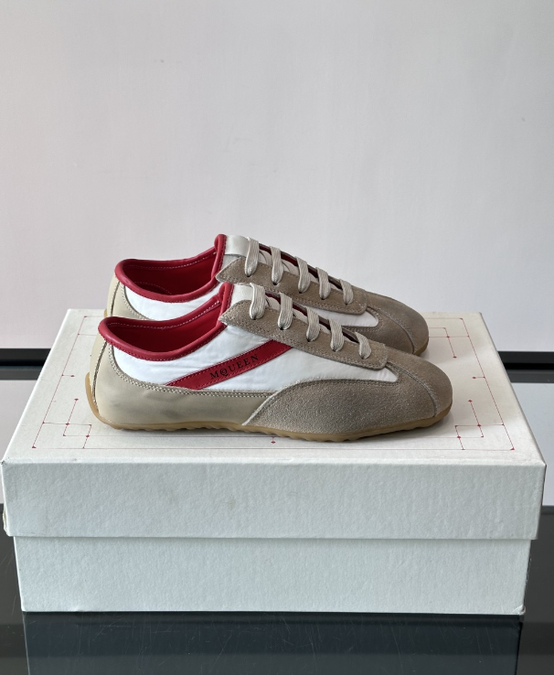 Alexander Mcqueen Boxe Beige/Red Drip Sneakers