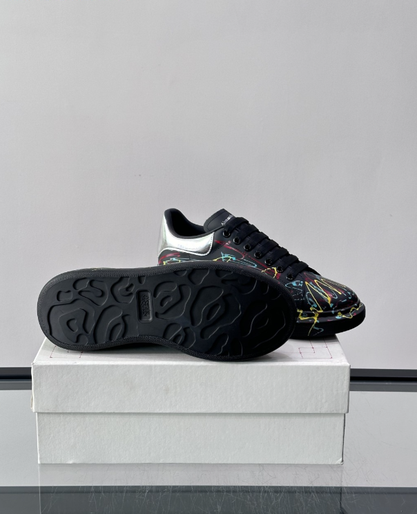 Alexander McQueen Oversized Black Multicolor Drip Sneakers