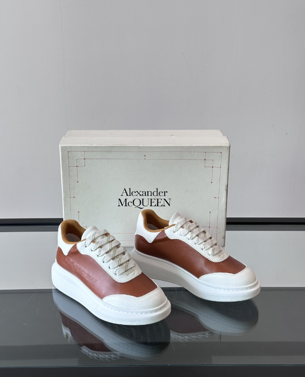 Alexander McQueen Oversized White Brown Drip Sneakers