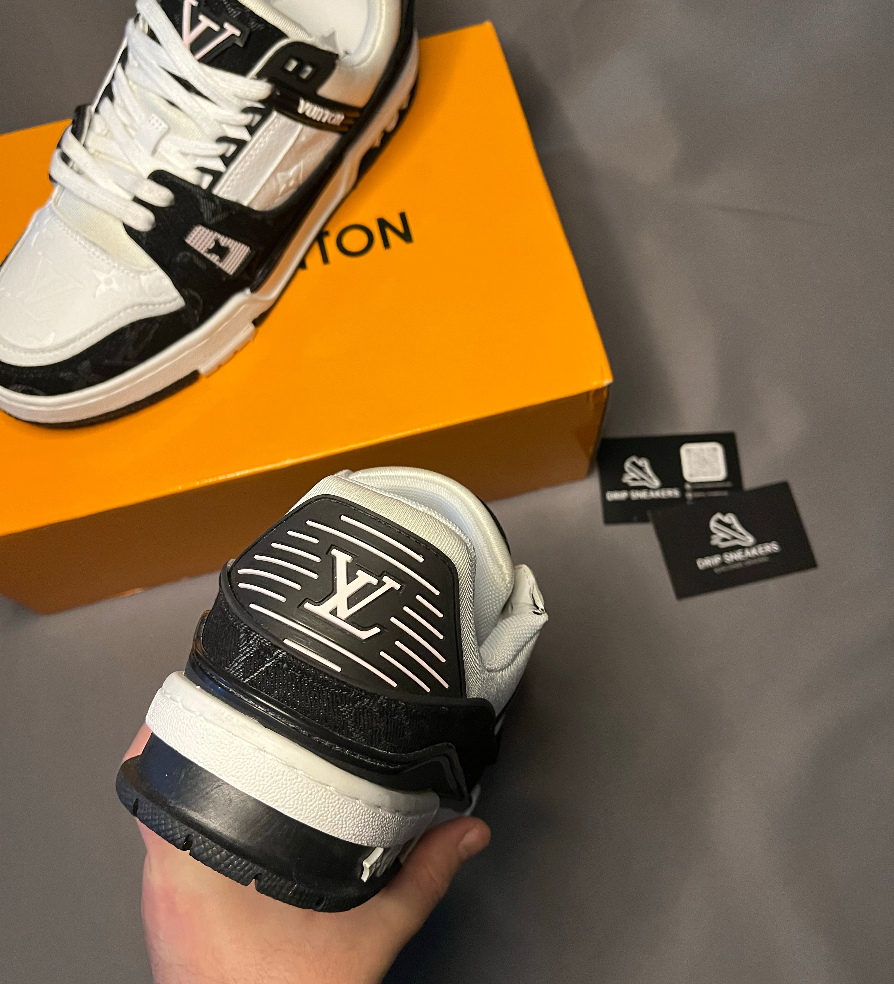 Trainer Black and White Drip Sneakers