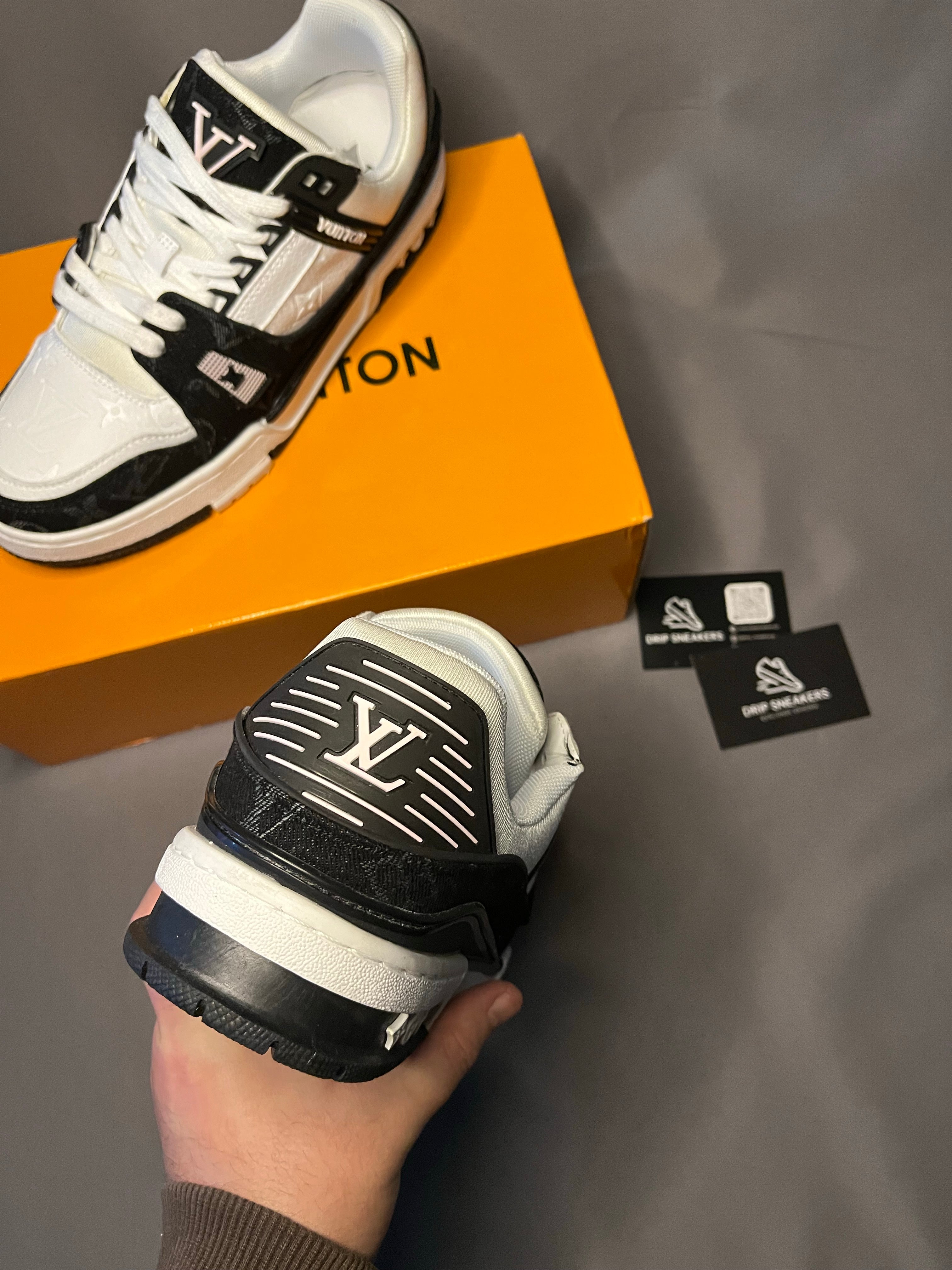 Trainer Black and White Drip Sneakers