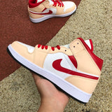 AJ1 MID Mid Light Curry Cardinal