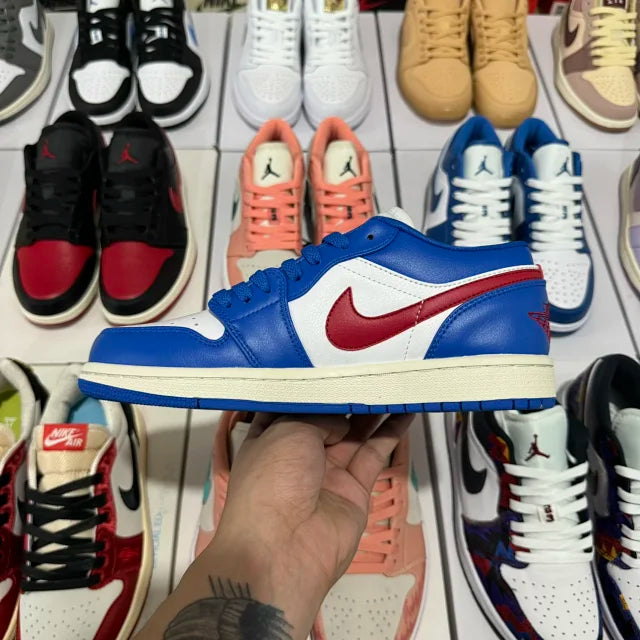 AJ1 Low Blue Gym Red