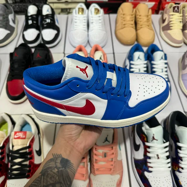 AJ1 Low Blue Gym Red