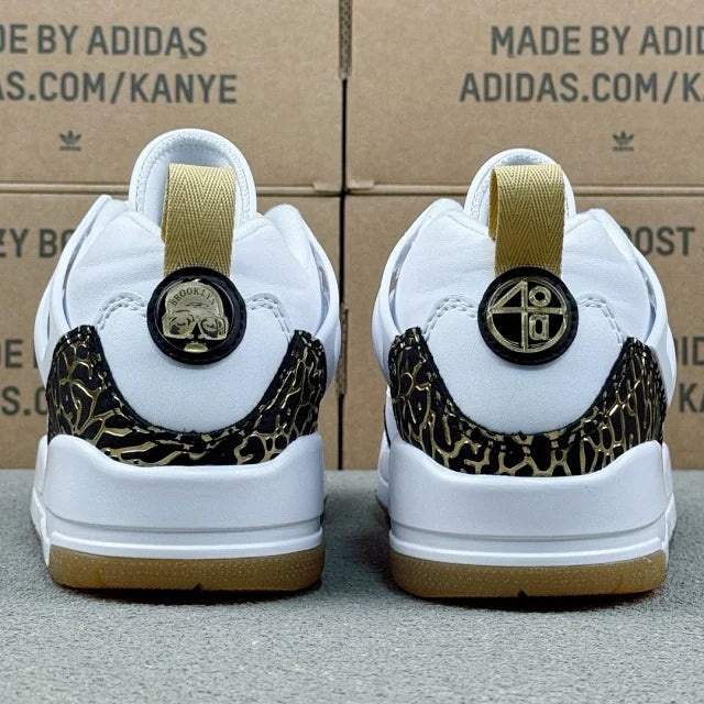 AJ Spizike Low White Metallic Gold