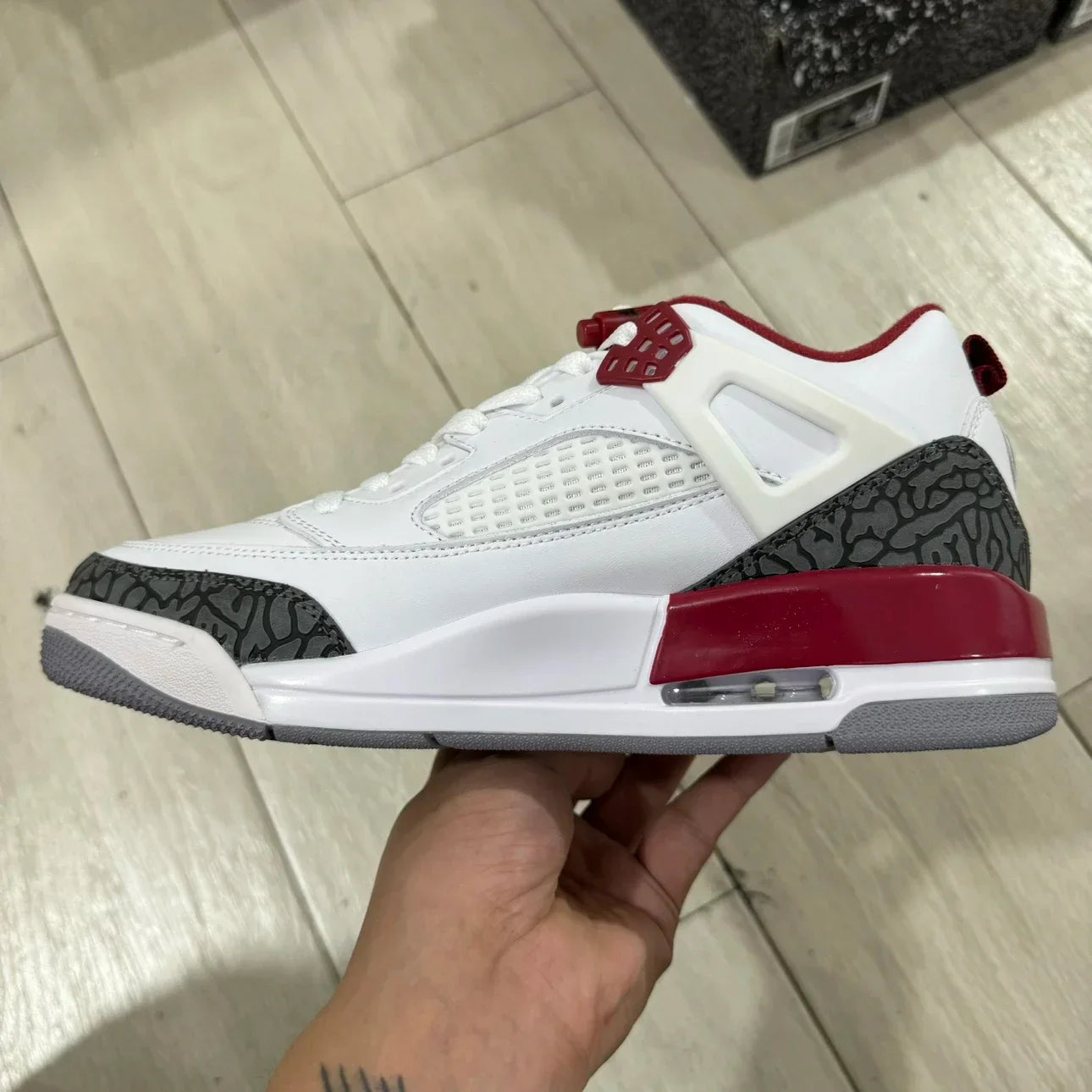 AJ2 White Varsity Red