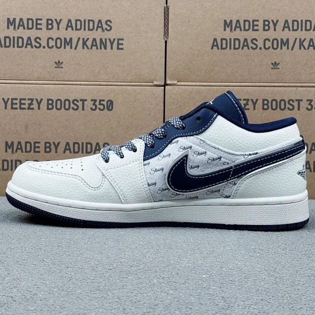 AJ1 Low x Stussy Blue and White