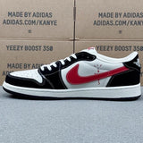 AJ1 Low Stussy Black white and Red