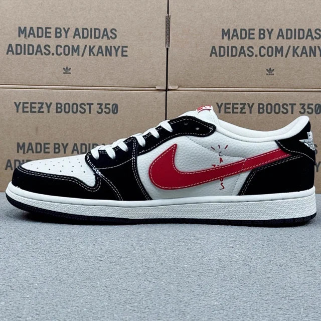 AJ1 Low Stussy Black white and Red