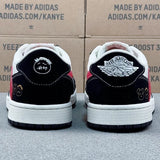 AJ1 Low Stussy Black white and Red