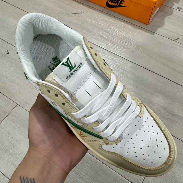 AJ1 Low x LV White and Green