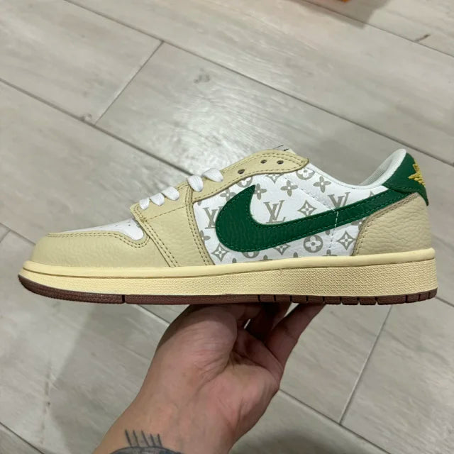 AJ1 Low x LV White and Green