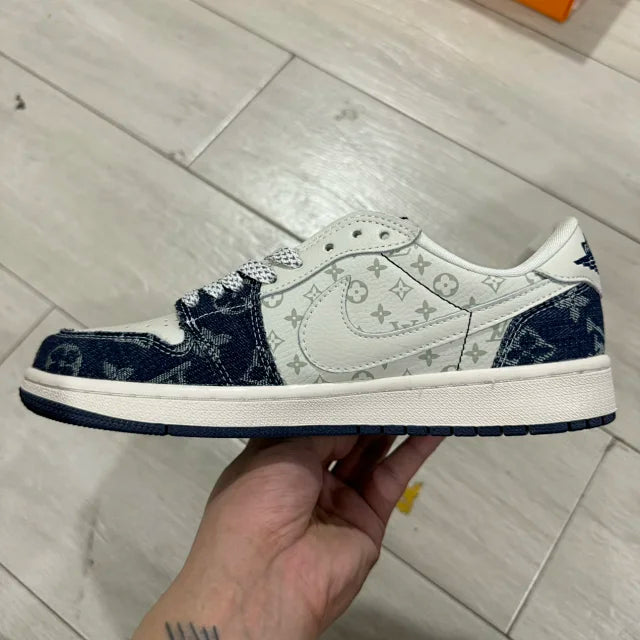 AJ1 Low x LV White and Blue